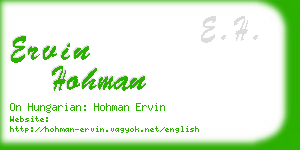 ervin hohman business card